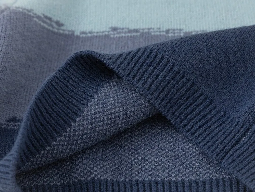 Gradient Color Block Knitted Sweater