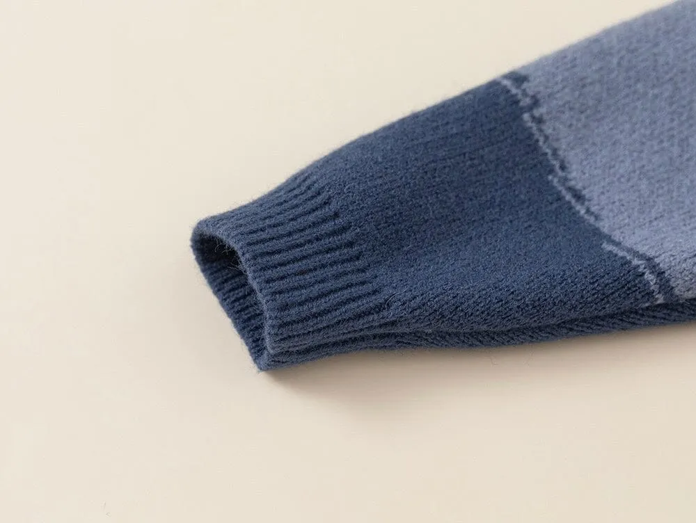 Gradient Color Block Knitted Sweater
