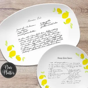 Handwritten Recipe Personalized Platter, Lemon Design