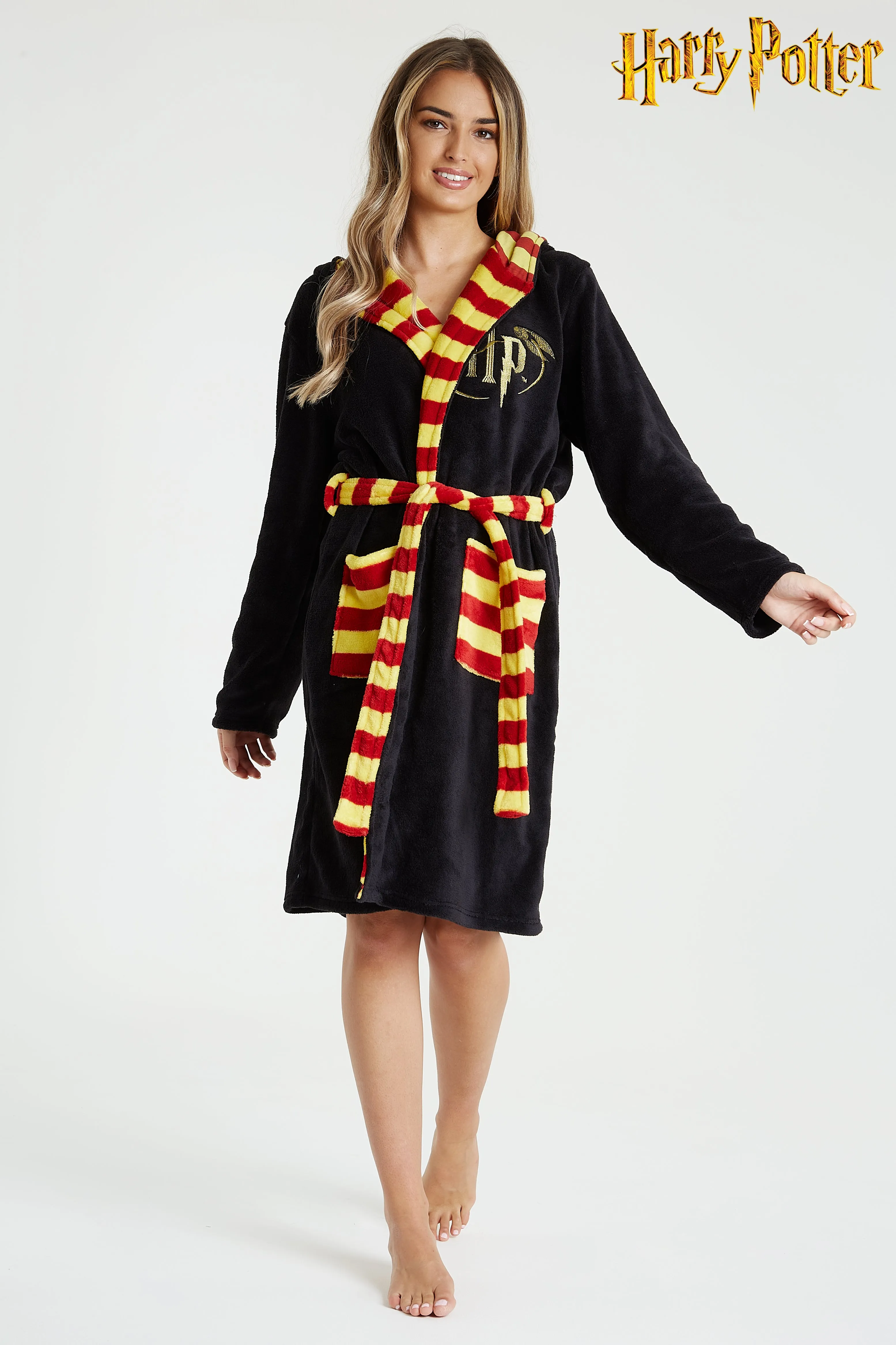Harry Potter Dressing Gown, Adult Fleece Hooded Dressing Gowns for Women Or Men