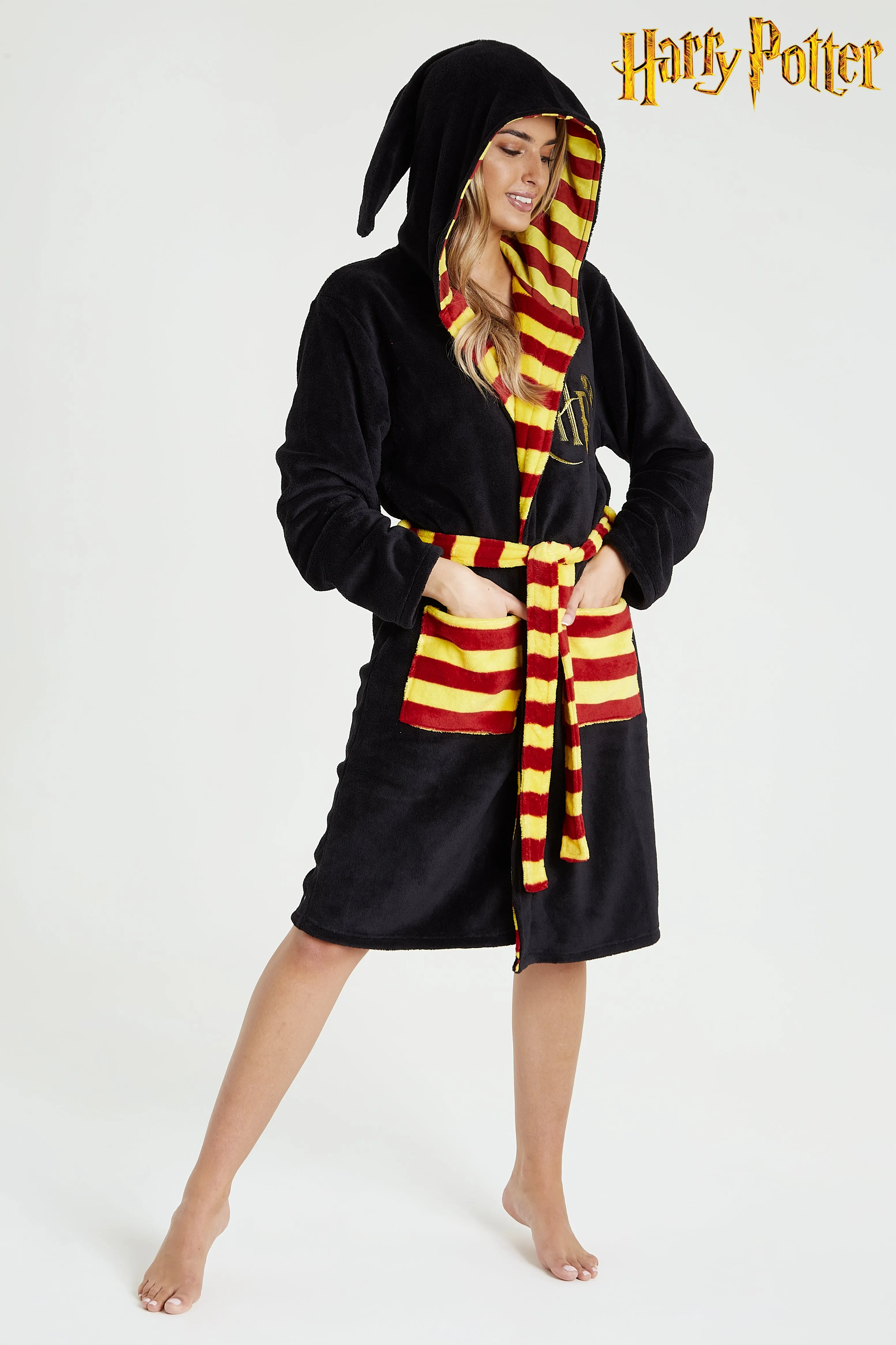 Harry Potter Dressing Gown, Adult Fleece Hooded Dressing Gowns for Women Or Men