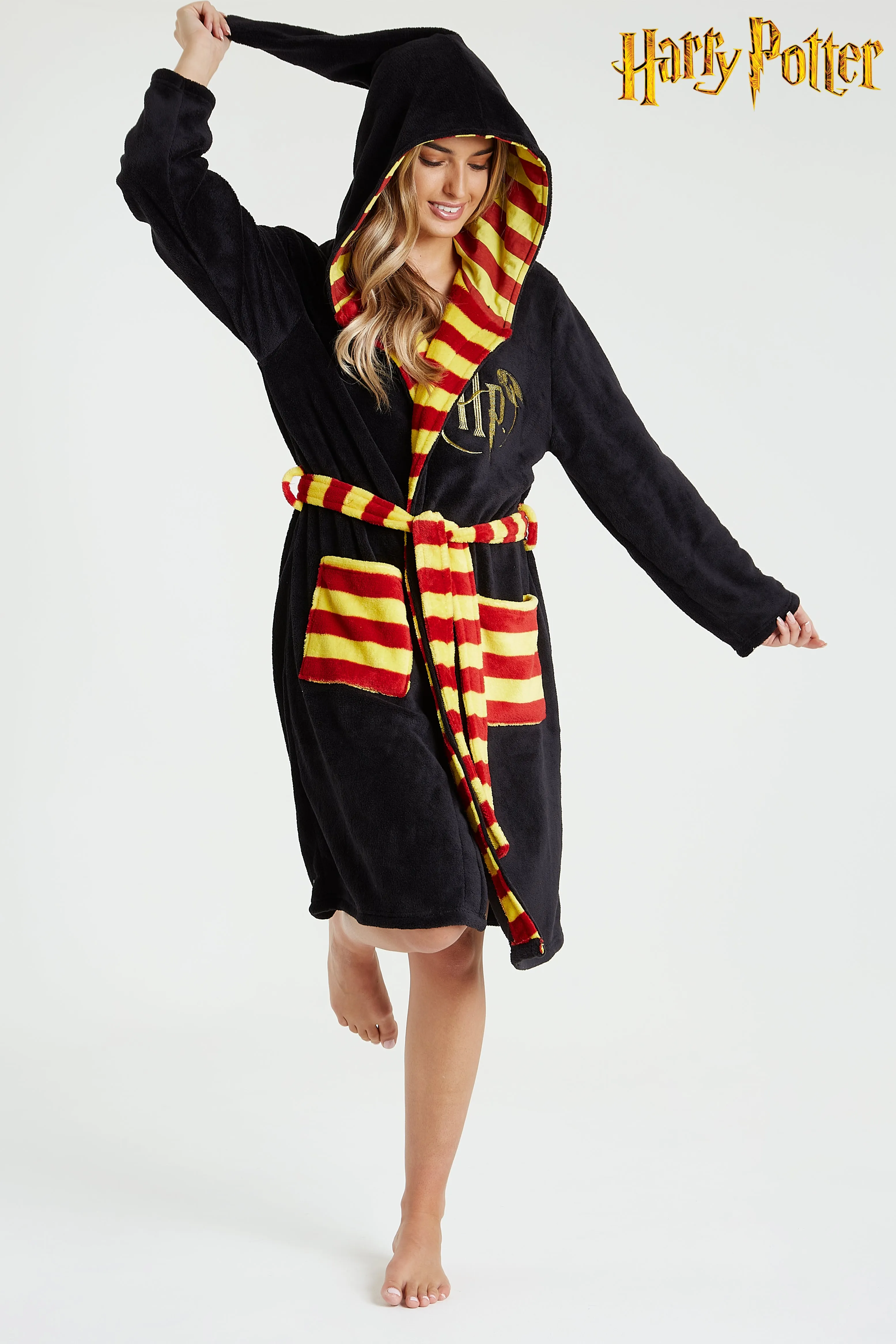 Harry Potter Dressing Gown, Adult Fleece Hooded Dressing Gowns for Women Or Men