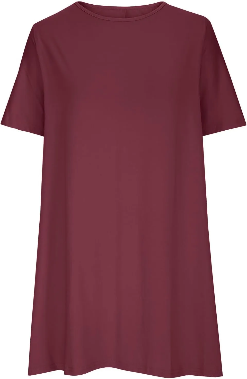 HGps8w Plus Size Women's T-Shirt Dress Summer Casual Short Sleeve Solid Color Loose Loungewear Dresses Nightshirts