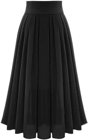 High Waisted Chiffon Skirt for Women Flowy Pleated Ruched Long Skirt Ladies High Waisted Swing Cocktail Maxi Skirt