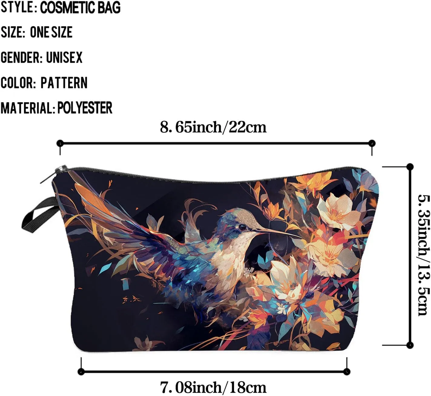 Hummingbird Gift Hummingbird Makeup Bag Cute Small Makeup Organizer Bag Travel Toiletry Zipper Pouch Trochilus Cosmetic Bag Birthday Christmas Gift for Bird Lovers Women