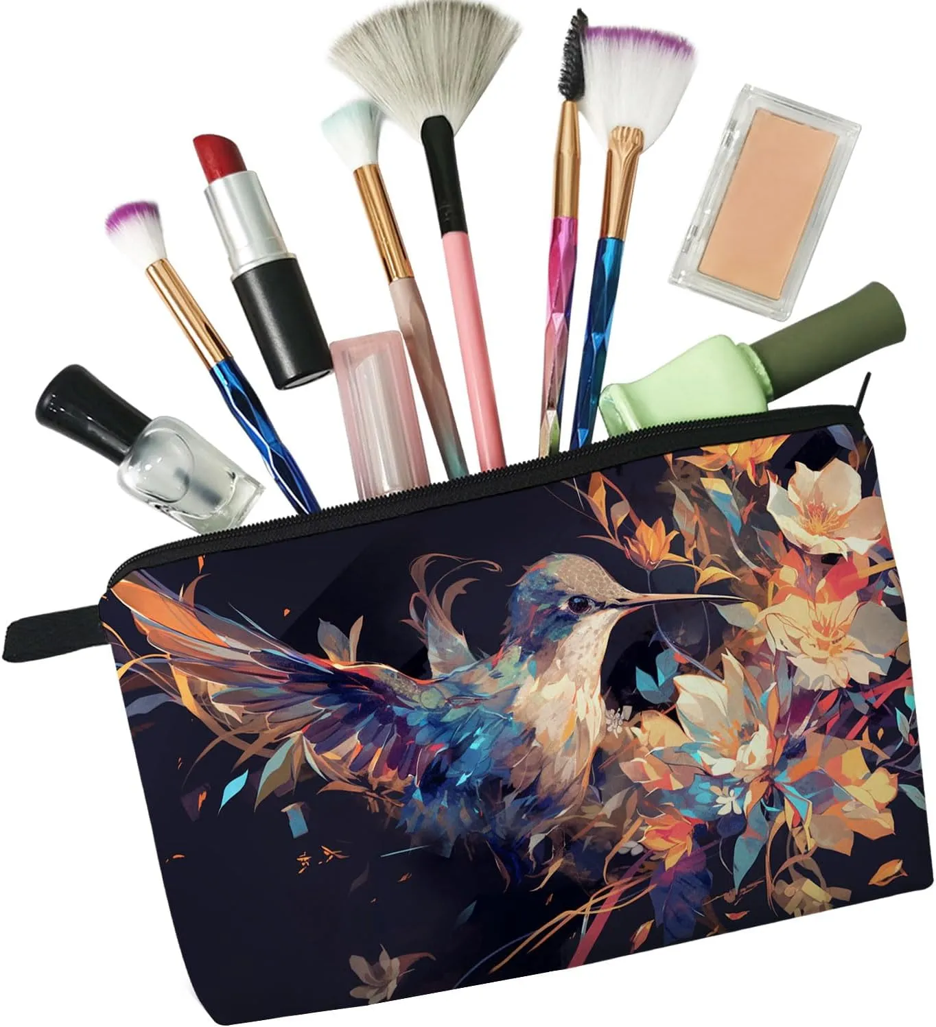 Hummingbird Gift Hummingbird Makeup Bag Cute Small Makeup Organizer Bag Travel Toiletry Zipper Pouch Trochilus Cosmetic Bag Birthday Christmas Gift for Bird Lovers Women