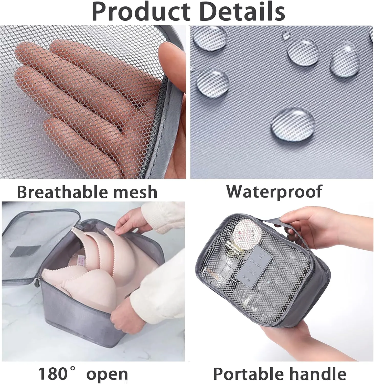 INVODA 7 Set Packing Cubes for Suitcases Travel Essentials for Carry on Luggage Organizer Bags Set for Travel Accessories Luggage Cubes (Grey)
