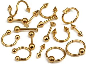 Jewelry Set 16pcs Tongue Rings Body Jewelry for Women Mixed Colors Gold