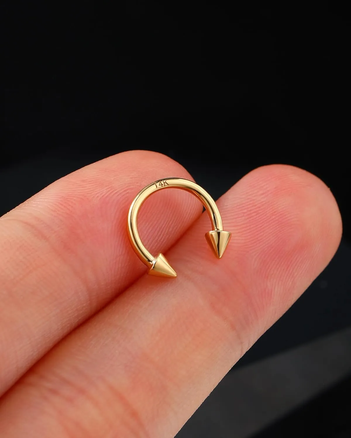 Jewseen 14K Solid Gold Septum Rings 16g Spike Septum Jewelry Daith Piercing Jewelry Tragus Helix Earrings Lip Piercing Jewelry for Women Men