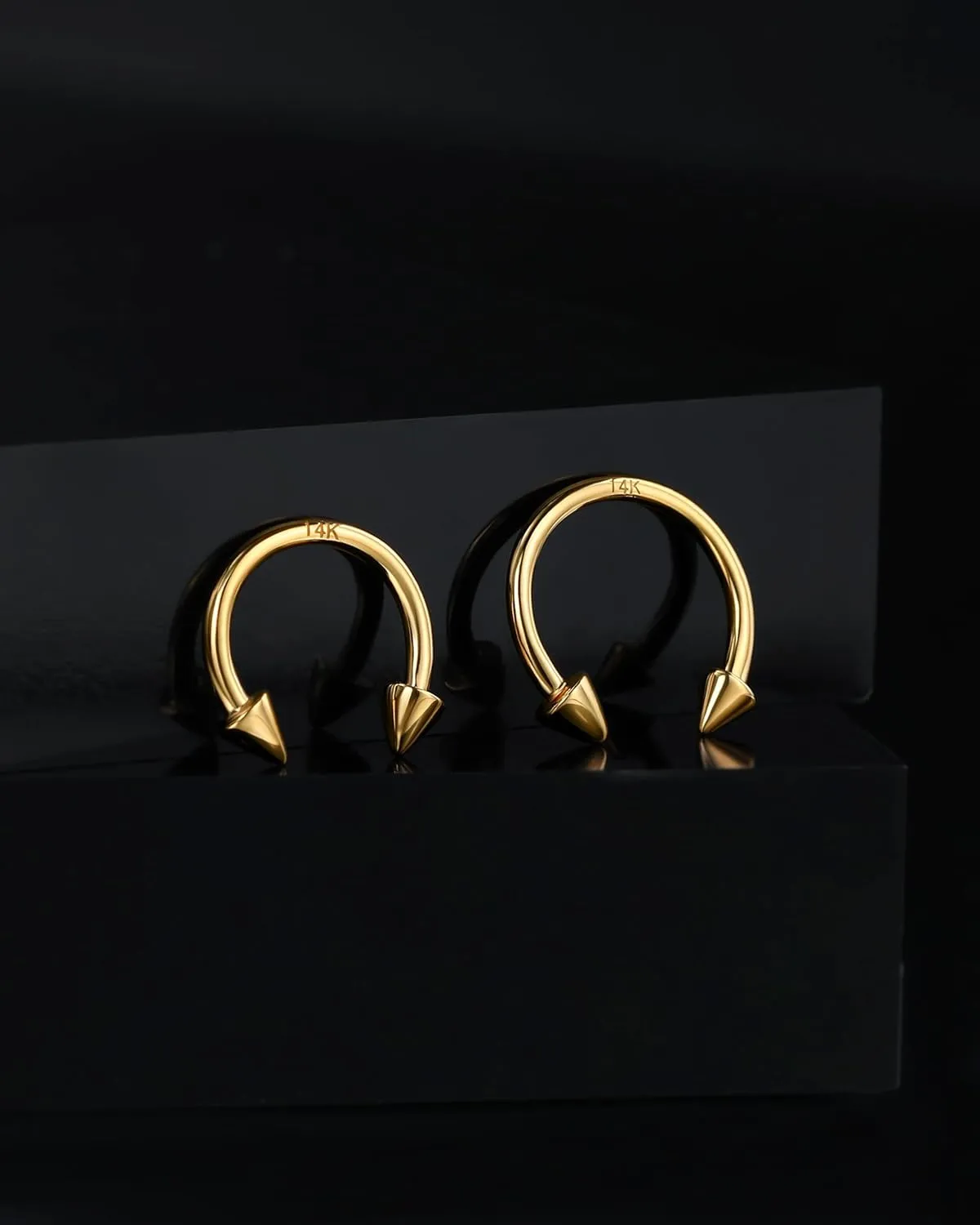 Jewseen 14K Solid Gold Septum Rings 16g Spike Septum Jewelry Daith Piercing Jewelry Tragus Helix Earrings Lip Piercing Jewelry for Women Men