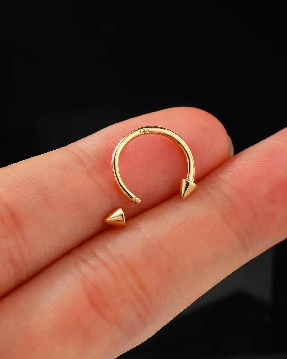 Jewseen 14K Solid Gold Septum Rings 16g Spike Septum Jewelry Daith Piercing Jewelry Tragus Helix Earrings Lip Piercing Jewelry for Women Men
