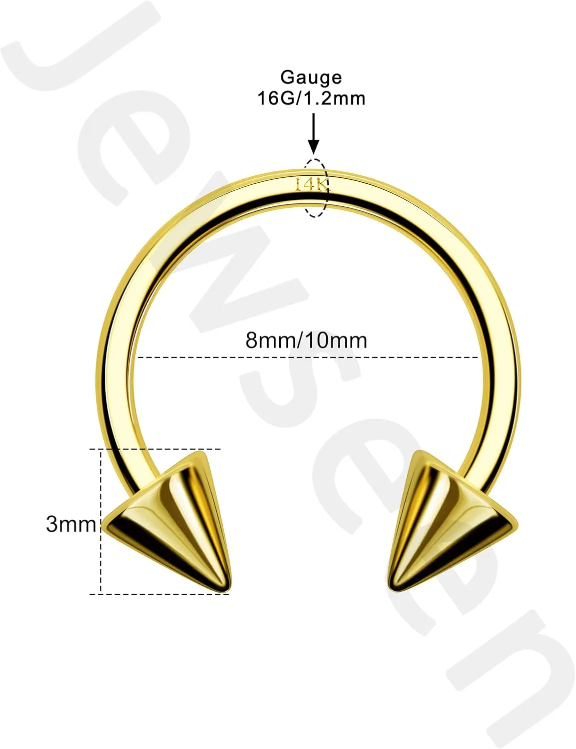 Jewseen 14K Solid Gold Septum Rings 16g Spike Septum Jewelry Daith Piercing Jewelry Tragus Helix Earrings Lip Piercing Jewelry for Women Men