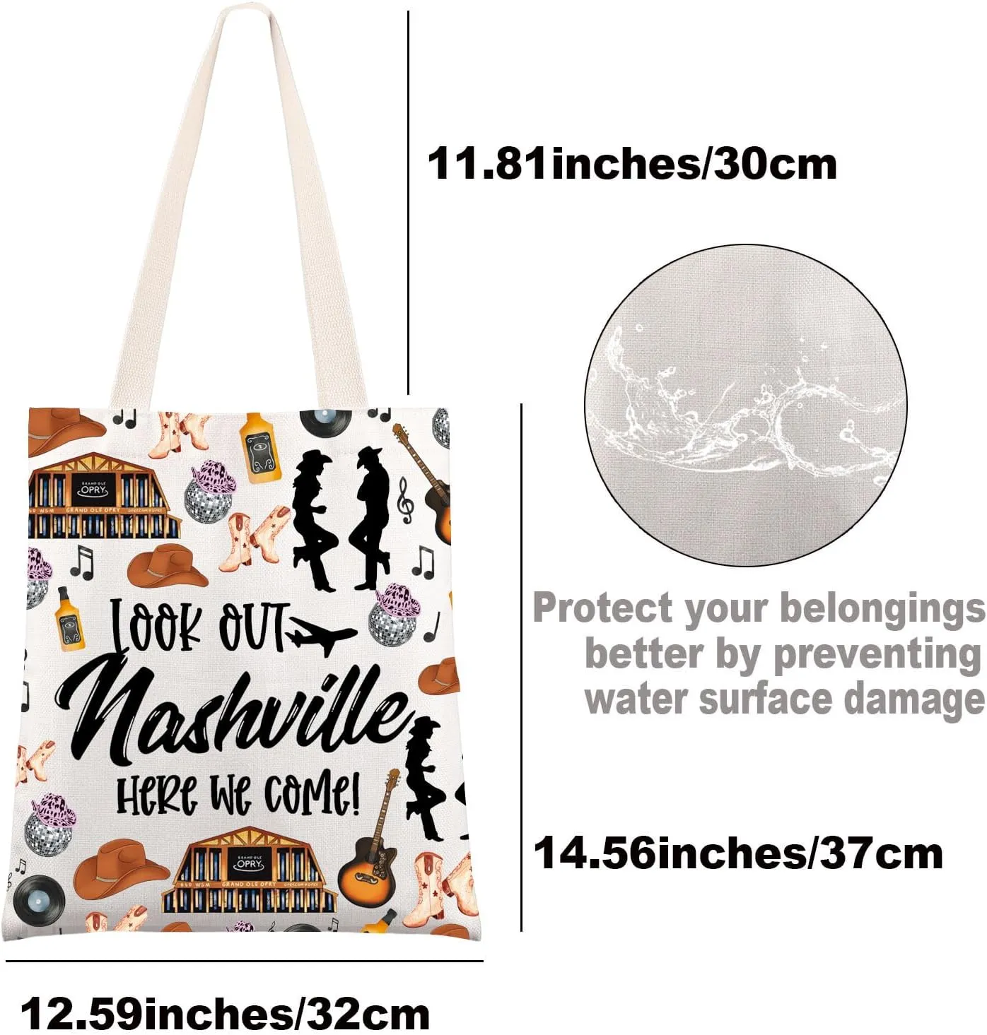 JNIAP Nashville Makeup Bag Nashville Trip Gifts Nashville Themed Gifts Nashville Zipper Bag Nashville Bags For Women (look out Nashville TG)