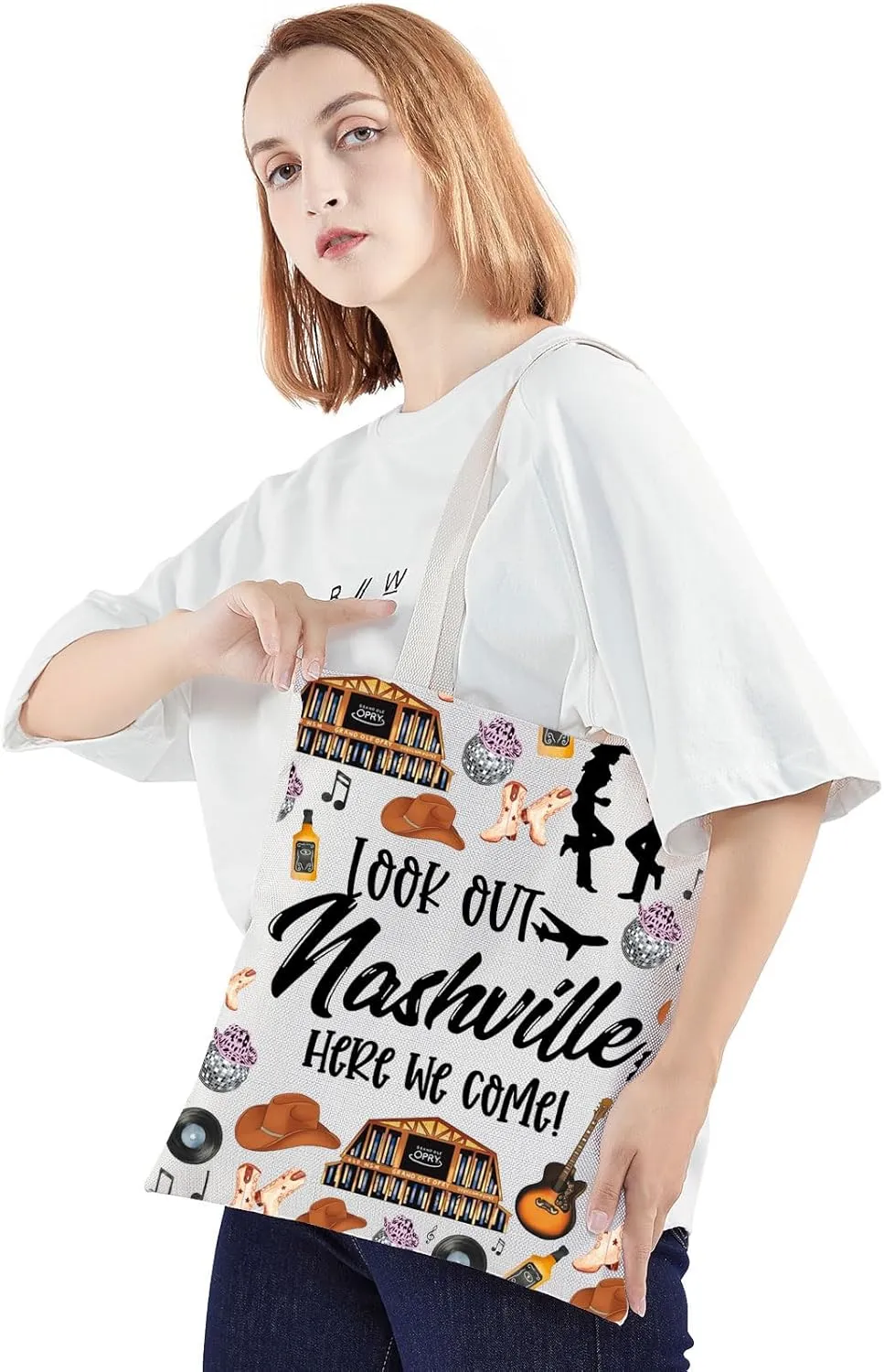 JNIAP Nashville Makeup Bag Nashville Trip Gifts Nashville Themed Gifts Nashville Zipper Bag Nashville Bags For Women (look out Nashville TG)