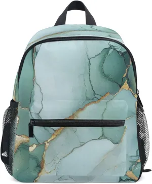 Kids Sport Backpack Kids Teens Boys Cute Diaper Bag Backpack with Chest Strap Marble Sage Green White