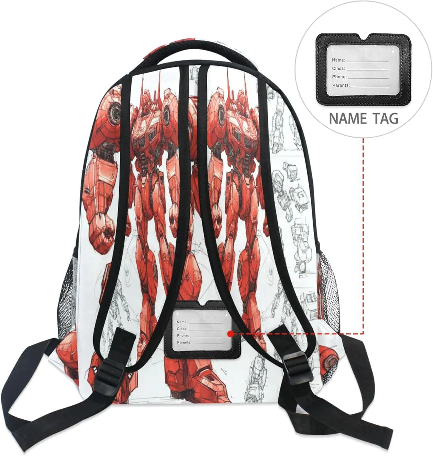 KLL Backpacks for Unisex Adult Fashion Diaper Bag Backpack with Chest Strap for Business Work College Travel Trip Red Robot