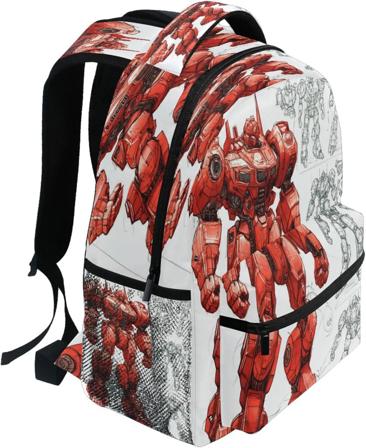 KLL Backpacks for Unisex Adult Fashion Diaper Bag Backpack with Chest Strap for Business Work College Travel Trip Red Robot