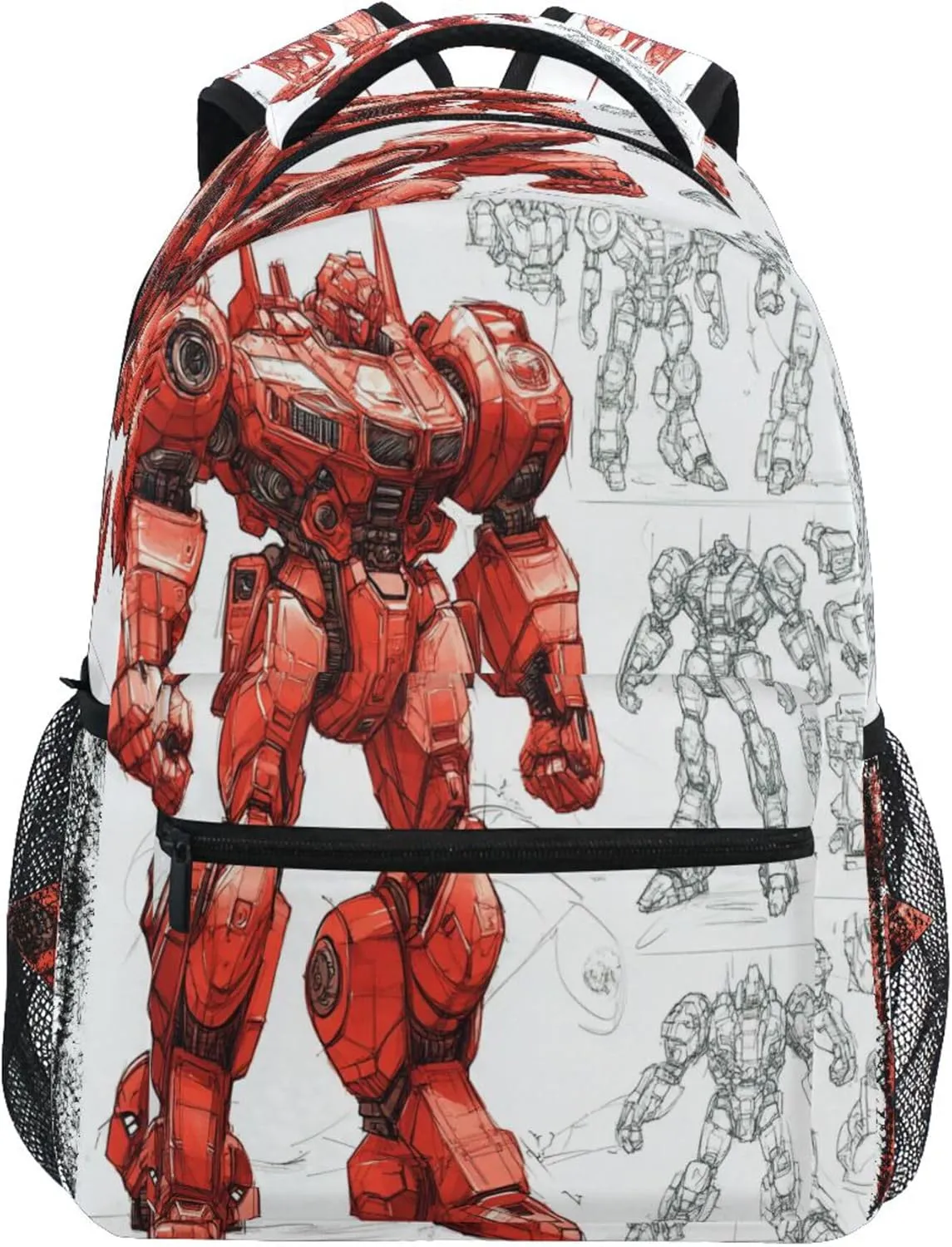 KLL Backpacks for Unisex Adult Fashion Diaper Bag Backpack with Chest Strap for Business Work College Travel Trip Red Robot
