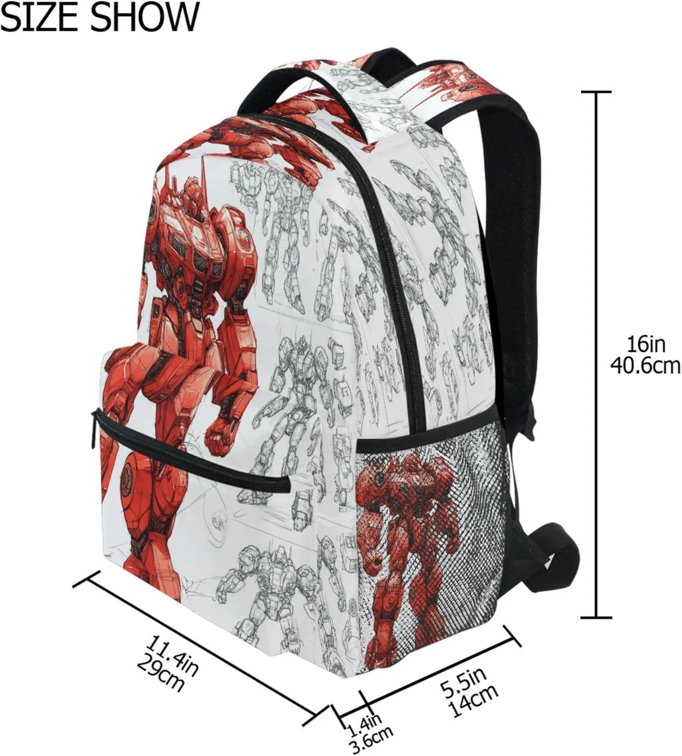 KLL Backpacks for Unisex Adult Fashion Diaper Bag Backpack with Chest Strap for Business Work College Travel Trip Red Robot