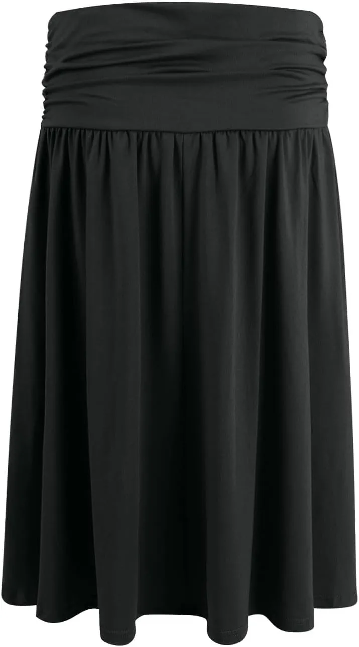 Knee Length Skirts for Women with Pocket Casual Pleated High Waisted Skirts Summer Flare Elegant A Line Beach Midi Skirt