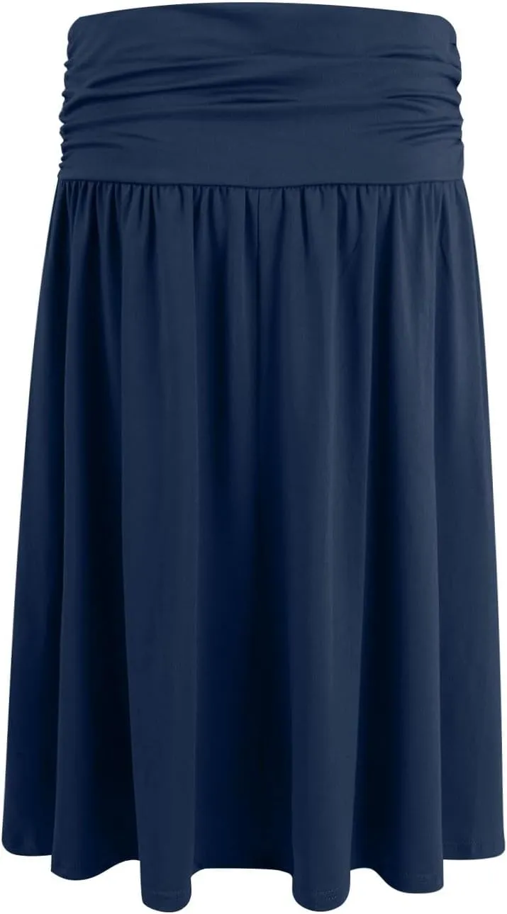 Knee Length Skirts for Women with Pocket Casual Pleated High Waisted Skirts Summer Flare Elegant A Line Beach Midi Skirt