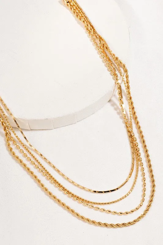 Layered Mixed Chains Necklace/