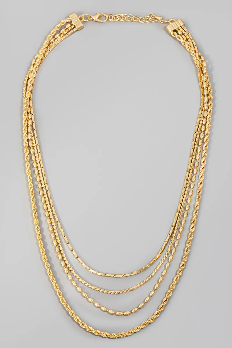 Layered Mixed Chains Necklace/
