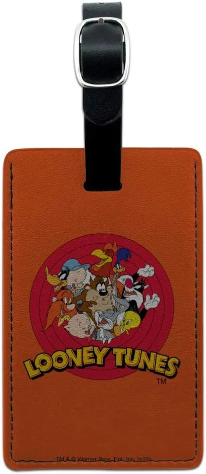 Looney Tunes Group Rectangle Leather Luggage Card Suitcase Carry-On ID Tag