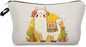 Lovely Lama Makeup Bag Llama Small Organizer Bag Toiletry Zipper Pouch Cartoon Alpaca Cosmetic Bag Present for Lama Lovers Women Friends