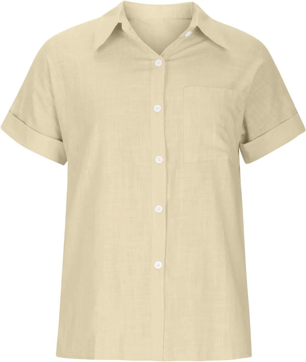 LRMQS Linen Shirts for Women Short Sleeve Summer 2024 Button Down Shirt Blouse Collared Casual Trendy Loose Tops Clothing