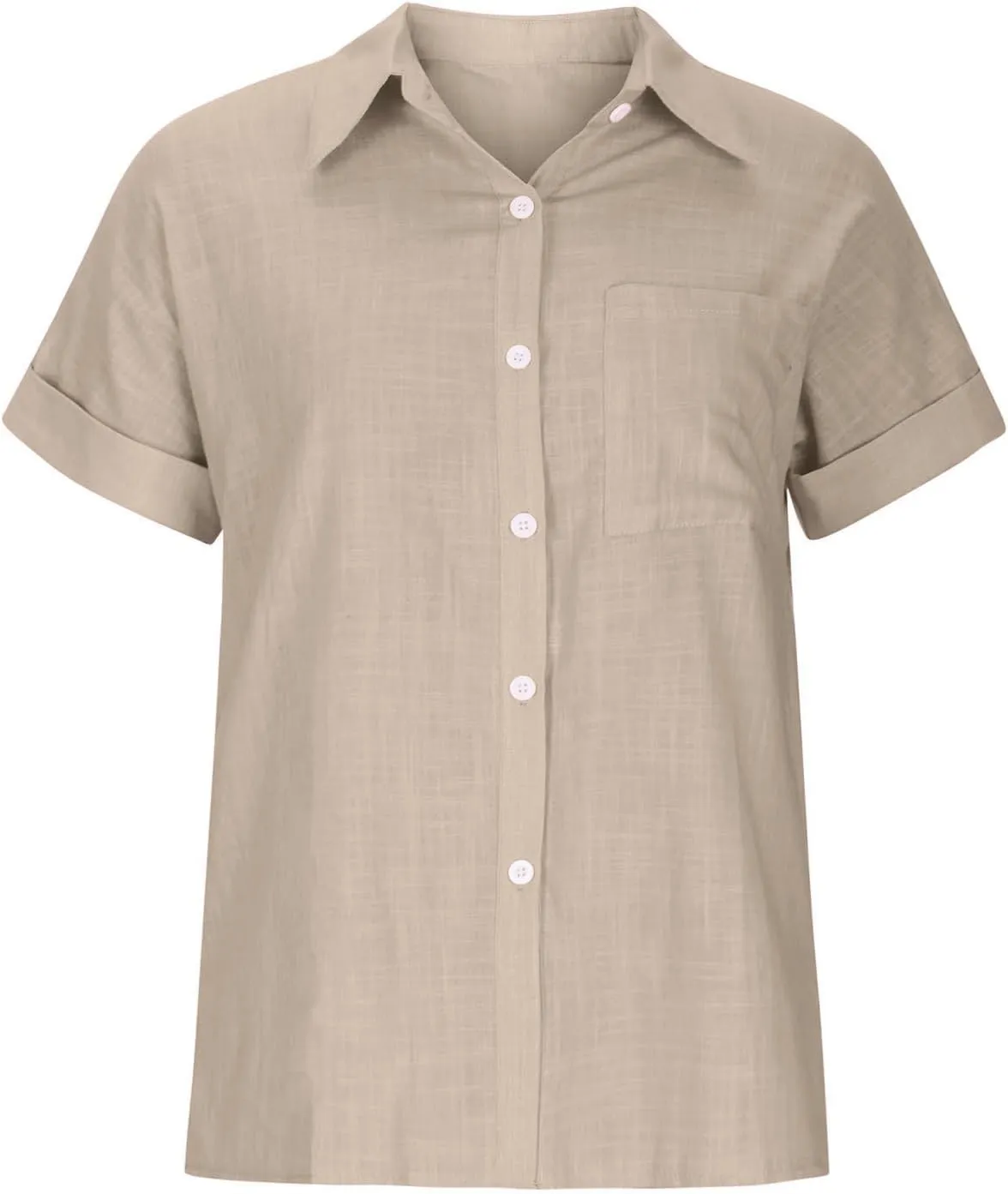 LRMQS Linen Shirts for Women Short Sleeve Summer 2024 Button Down Shirt Blouse Collared Casual Trendy Loose Tops Clothing