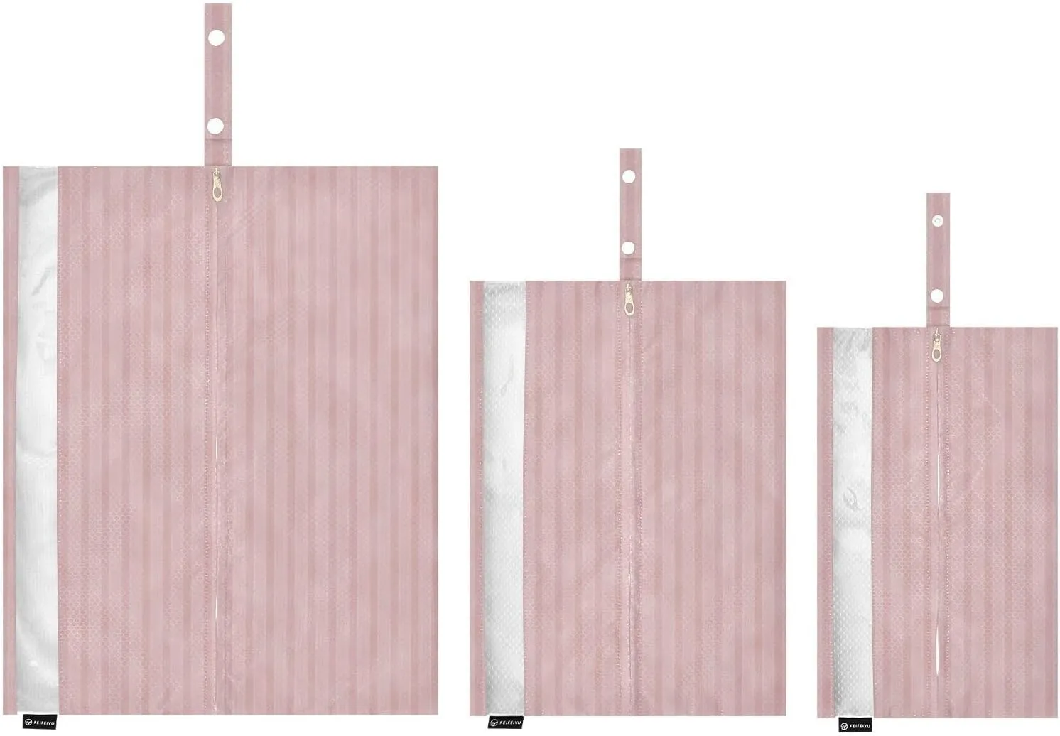 Luggage Space Saver, Luggages Management Personnel, Pink Stripes, With Zipper, 3 Set Travel Packing Cubes For Suitcases, Garment Bag Closet Storage