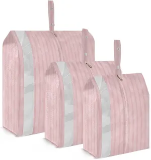 Luggage Space Saver, Luggages Management Personnel, Pink Stripes, With Zipper, 3 Set Travel Packing Cubes For Suitcases, Garment Bag Closet Storage