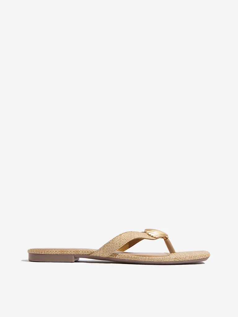 LUNA BLU Beige Seashell Detailed Flip-Flop