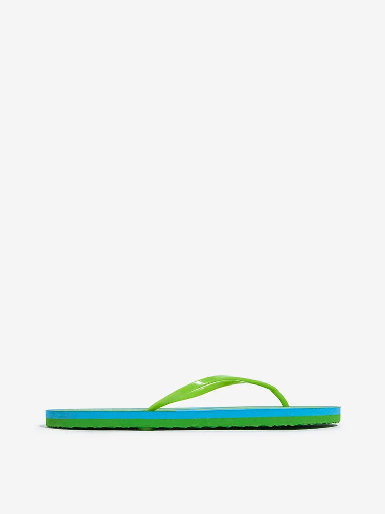 LUNA BLU Green Abstract Printed Flip-Flop