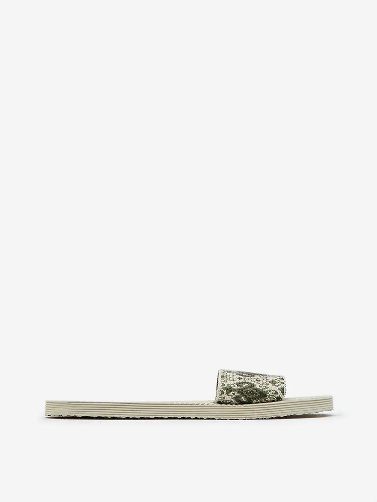 LUNA BLU Olive Knitted Flip-Flop