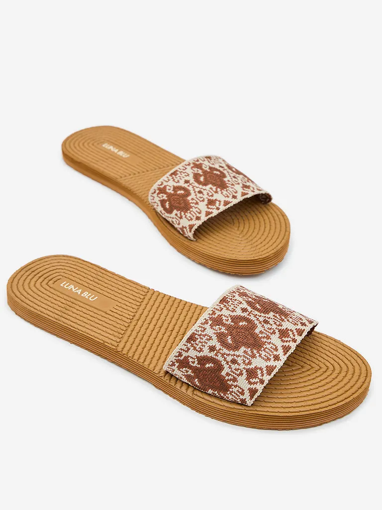 LUNA BLU Tan Knitted Flip-Flop