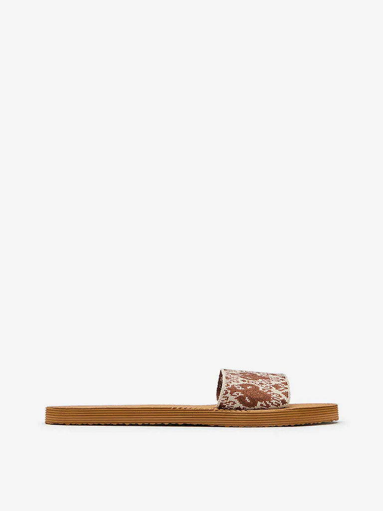 LUNA BLU Tan Knitted Flip-Flop