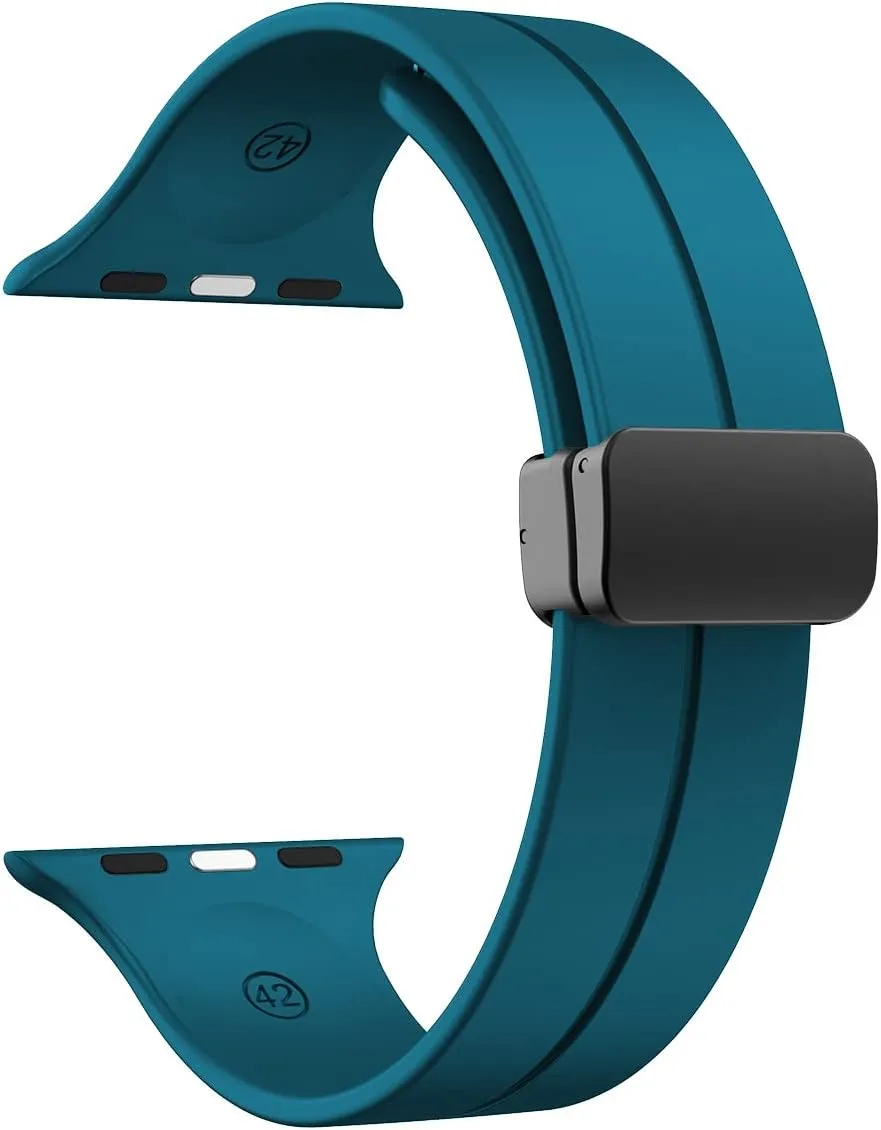 Magnetic Band Compatible with Apple Watch Band 38mm 40mm 41mm 42mm 44mm 45mm 46mm 49mm Women Men, Soft Silicone Sport Strap Compatible for iWatch Apple Watch Series 10 9 8 7 6 5 4 3 2 1 SE Ultra 1 2