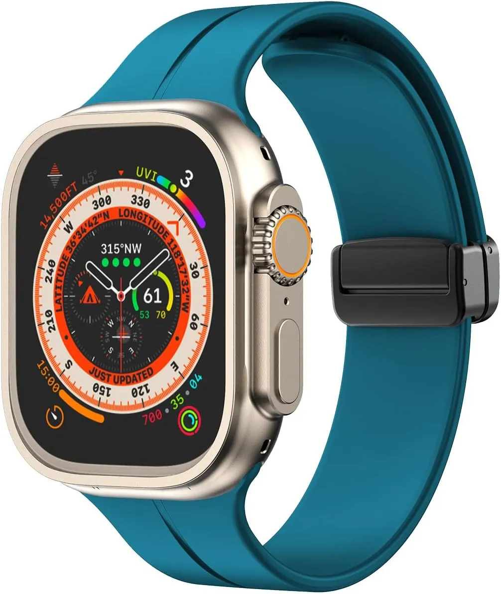 Magnetic Band Compatible with Apple Watch Band 38mm 40mm 41mm 42mm 44mm 45mm 46mm 49mm Women Men, Soft Silicone Sport Strap Compatible for iWatch Apple Watch Series 10 9 8 7 6 5 4 3 2 1 SE Ultra 1 2