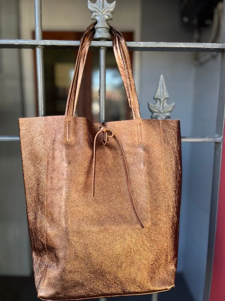 Maison Fanli Large Tote - Metallic Bronze