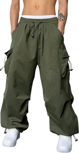 Mens Cargo Pants Stretch Track Pants Streetwear Pants Drawstring Cargo Work Pants for Men Fashion Hiking Trousers
