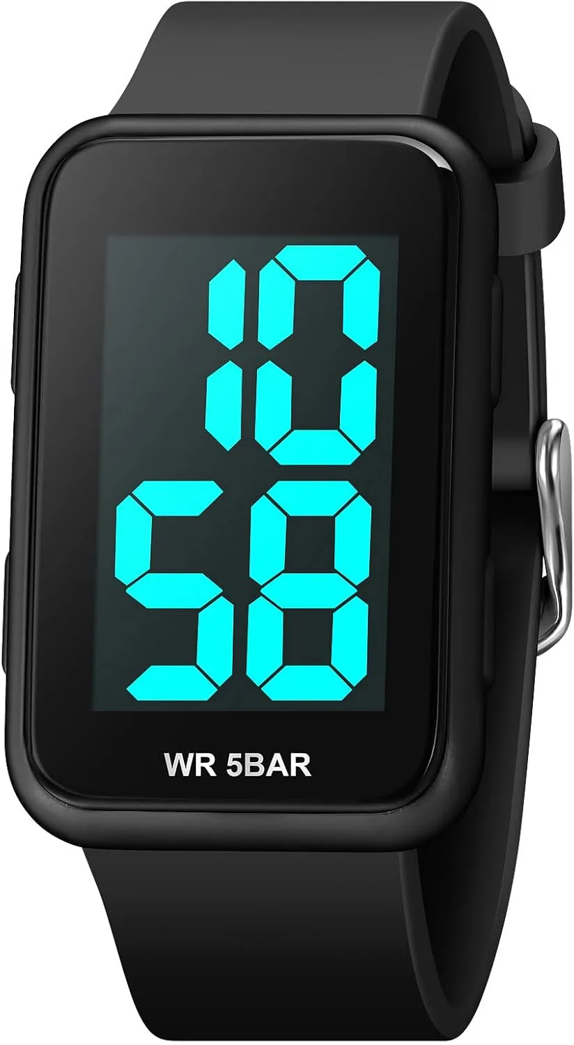Men's LED Digital Watch Simple Atmospheric Rectangular Sports Watch Waterproof Luminous Outdoor Watch