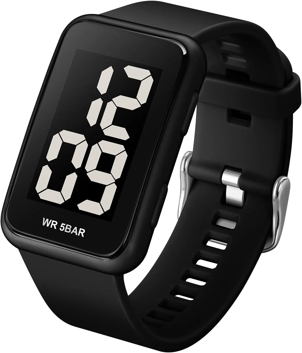 Men's LED Digital Watch Simple Atmospheric Rectangular Sports Watch Waterproof Luminous Outdoor Watch