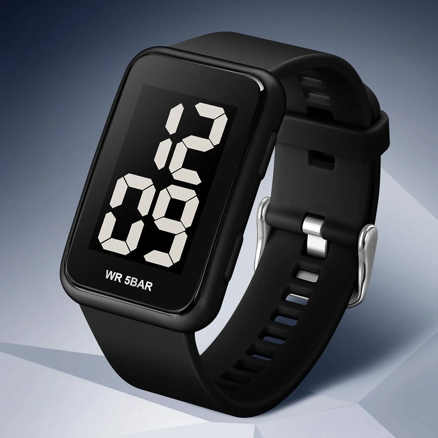 Men's LED Digital Watch Simple Atmospheric Rectangular Sports Watch Waterproof Luminous Outdoor Watch