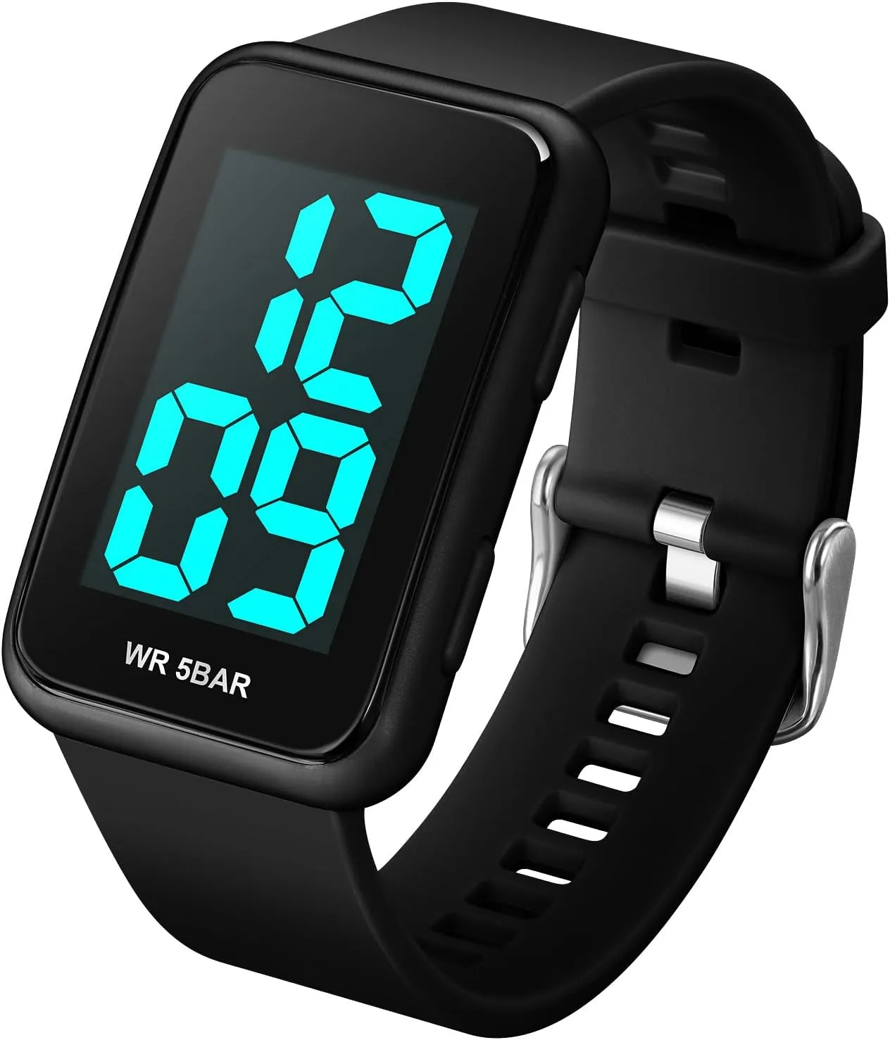 Men's LED Digital Watch Simple Atmospheric Rectangular Sports Watch Waterproof Luminous Outdoor Watch