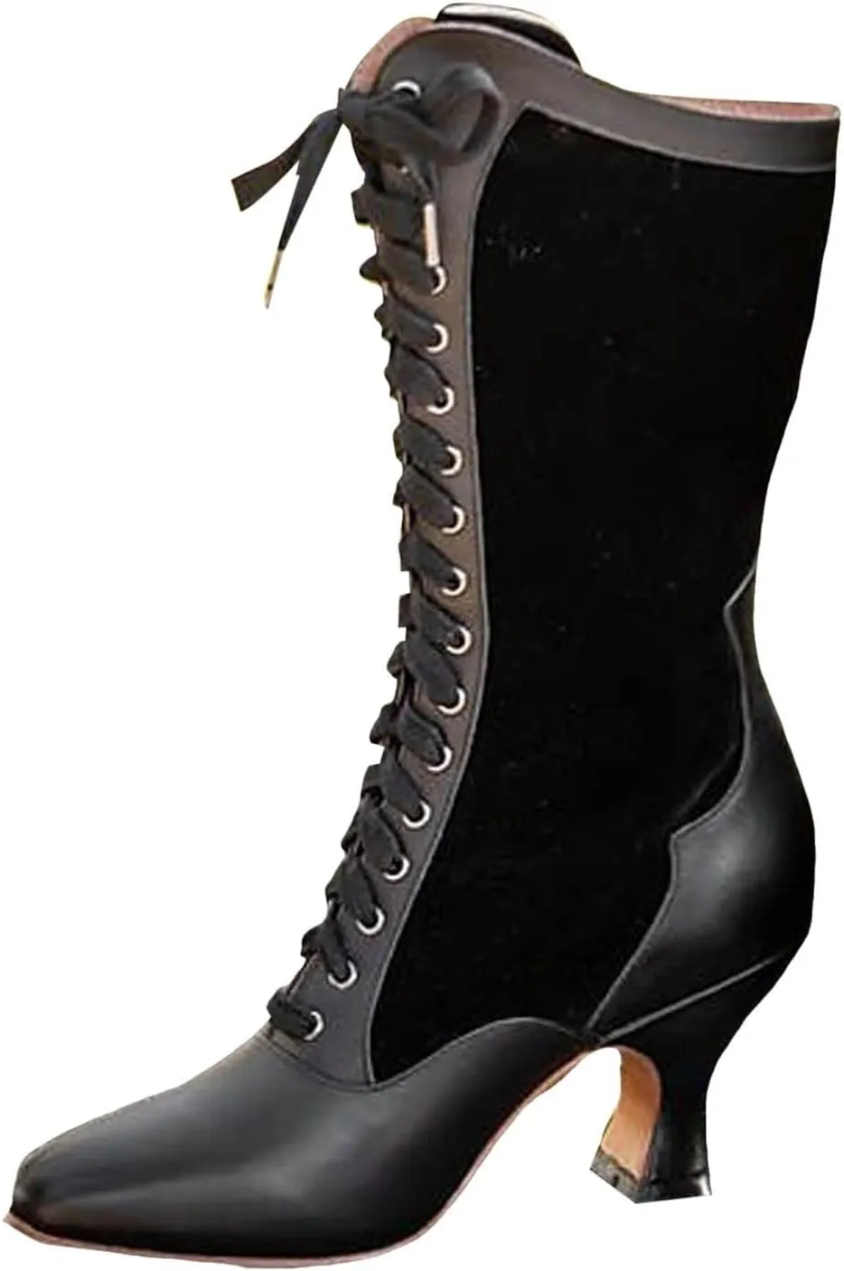 Mid Calf Boots for Women Fall Boots for Women 2024 Vintage Block Heel Lace Up Women Fashion Boots With Cute Cat Motif