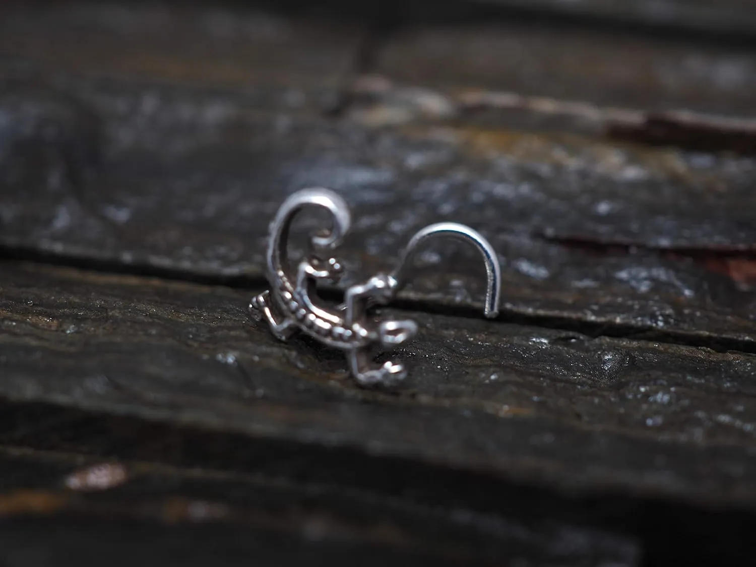 Mini Lizard Sterling Silver Nose Stud/Nose Screw, Jewelry Nose Stud, Body Piercing Jewelry, Silver Nose Ring, Nose Piercing, Body Jewelry