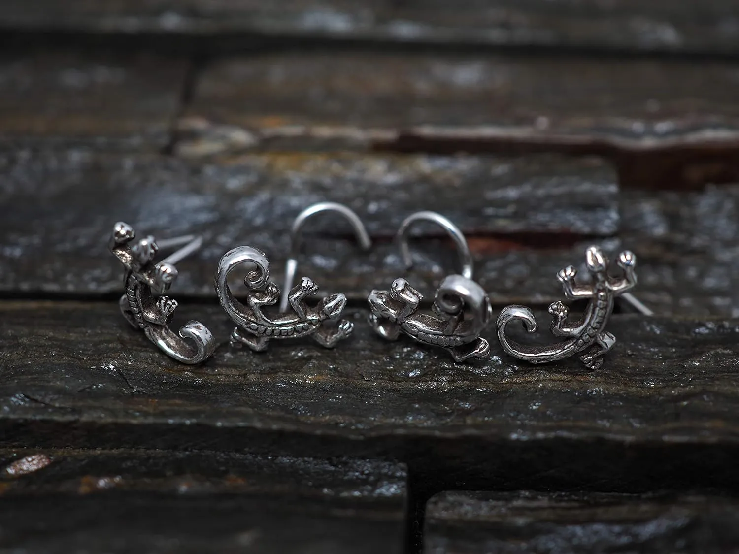 Mini Lizard Sterling Silver Nose Stud/Nose Screw, Jewelry Nose Stud, Body Piercing Jewelry, Silver Nose Ring, Nose Piercing, Body Jewelry