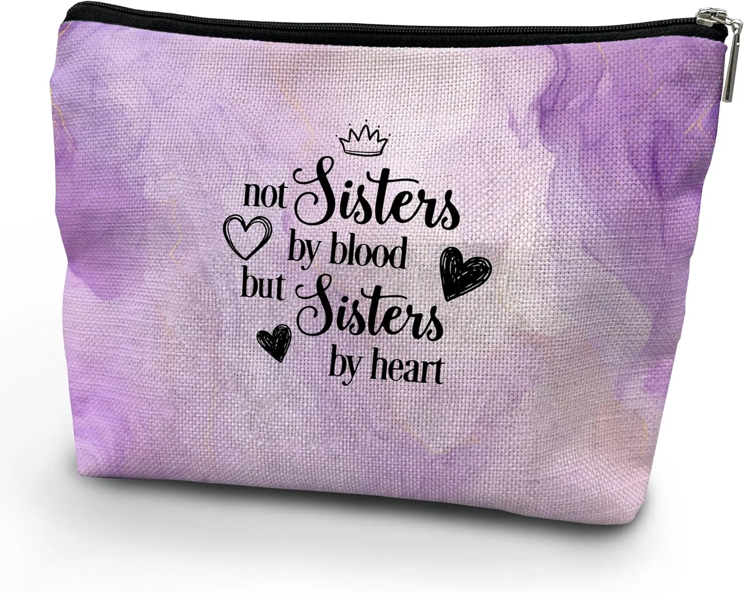NATSUNO Sister Makeup Bag,Sister Cosmetic Bag,Gifts For Sisters From Sisters,Purple Makeup Bag,Gifts For Sister,Cute Makeup Bags,Girls Makeup Bag,Not Sisters By Blood But Sisters By Heart Makeup Bag